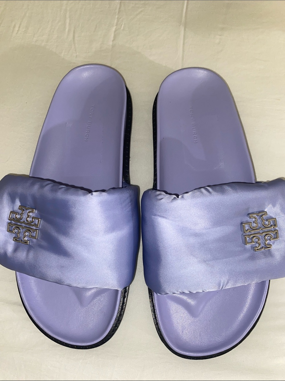 Tory Burch Lavender Puffer Slide Sandals